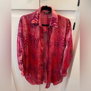 Velvet Oversized Button Up Shirt